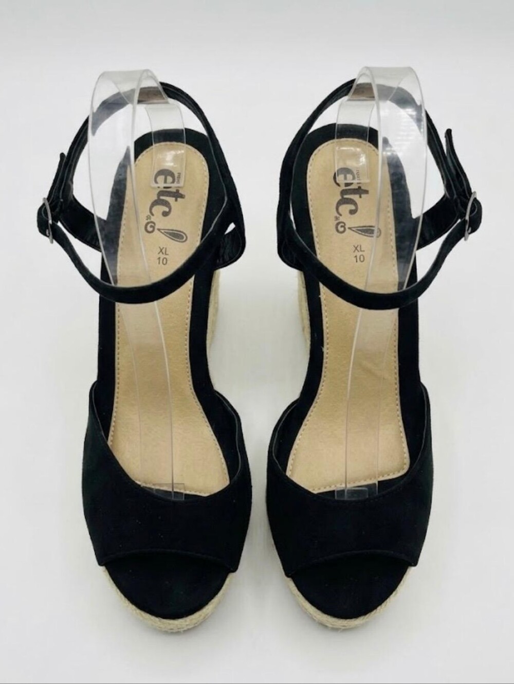 Rue 21 etc! Black Espadrille Wedge Sandals. Size 10. Like New!